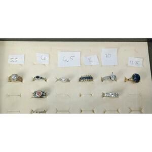 Sterling Silver Lot Of 9 Rings 37.8 Grams Nice Wearable Sizes 5.5 - 11.5 Beauty